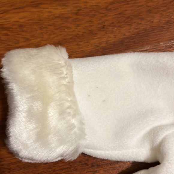 Starting Out Baby White Coat Faux Fur Hoodie Rosettes Velcro Closure 3M NWOT - Picture 6 of 10